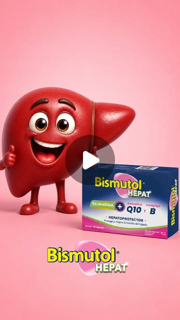 Reel de Bismutol Hepat con la mascota del hígado
